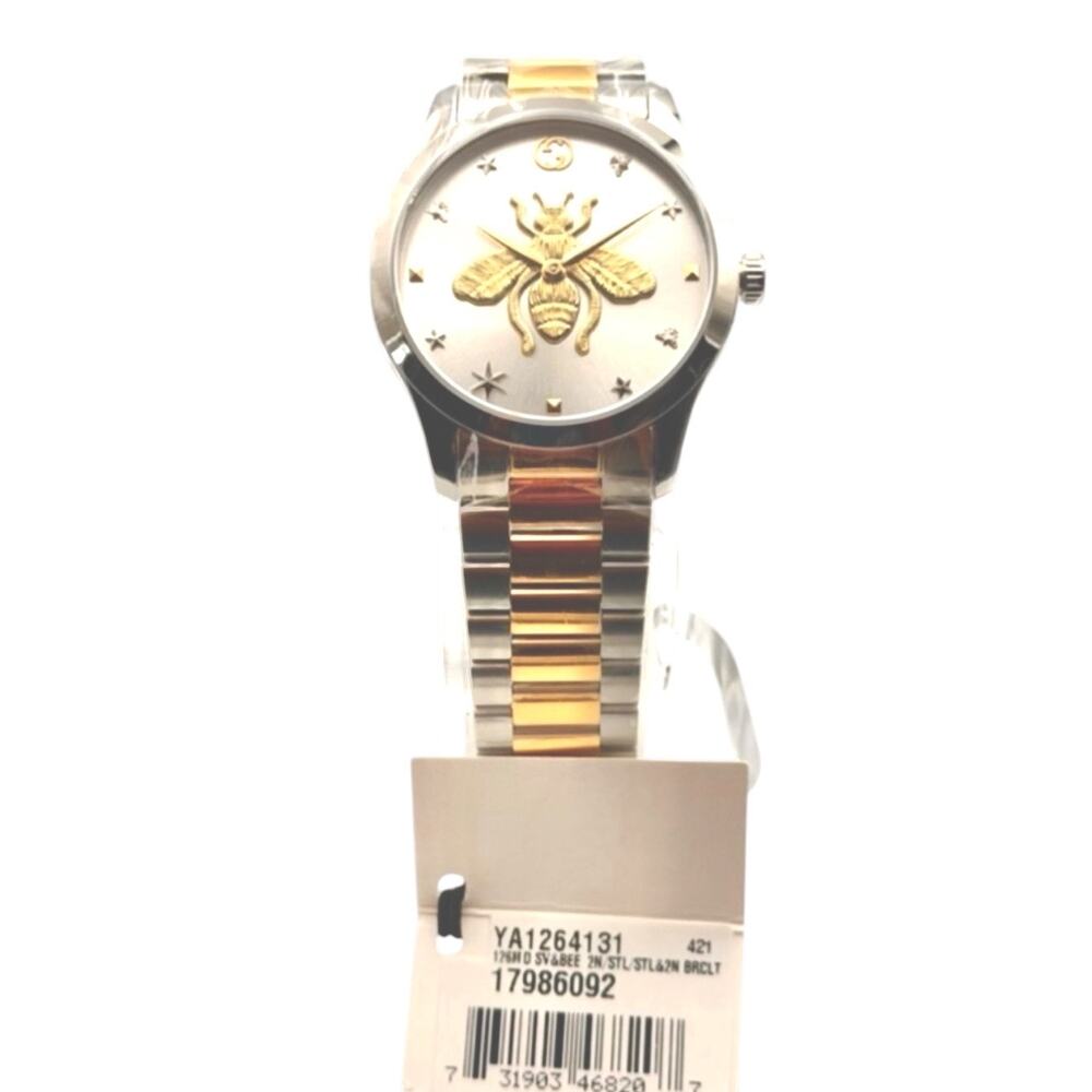 NWT Full Set Gucci Watch G-Timeless Gold Steel Bee Unisex 38mm YA1264131 - Picture 6 of 6